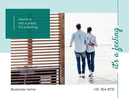 People On Terrace of New Home Postcard 4.2x5.5in Design Template