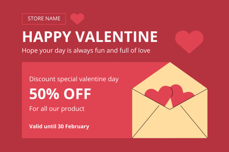 Designvorlage Valentine's Day Discount For Presents With Love für Postcard 4x6in