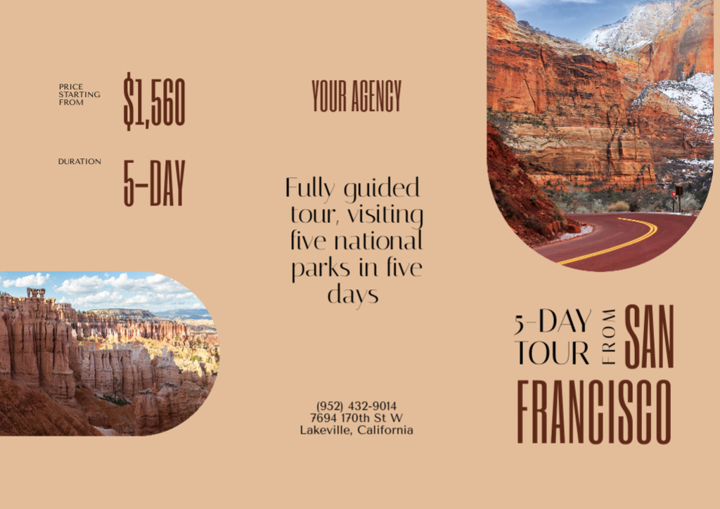 Tour of America's National Parks Brochure tervezősablon