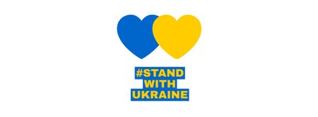 Hearts in Ukrainian Flag Colors and Phrase Stand with Ukraine Facebook cover Design Template
