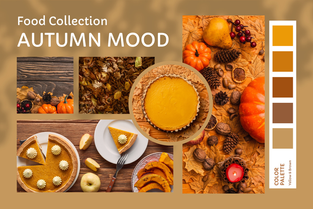 Lovely Food Collection With Autumn Vibes Mood Boardデザインテンプレート
