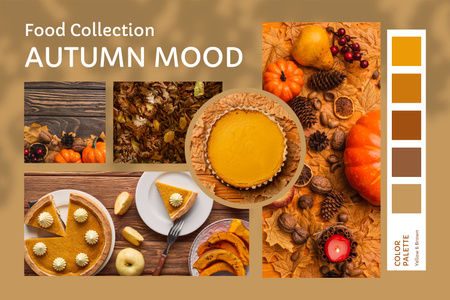 Krásná kolekce potravin s podzimními vibracemi Mood Board Šablona návrhu