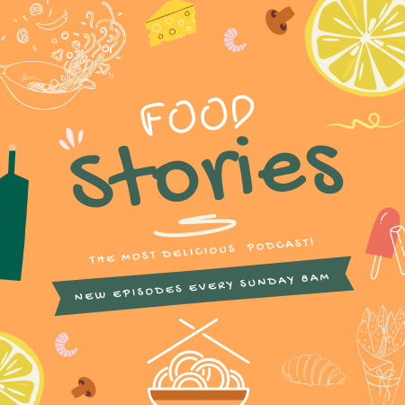 Podcast with Food Stories Podcast Coverデザインテンプレート