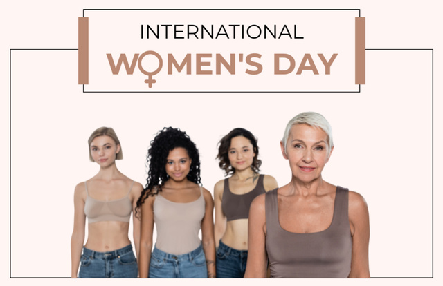Modèle de visuel Women's Day Greeting with Diverse Women - Thank You Card 5.5x8.5in