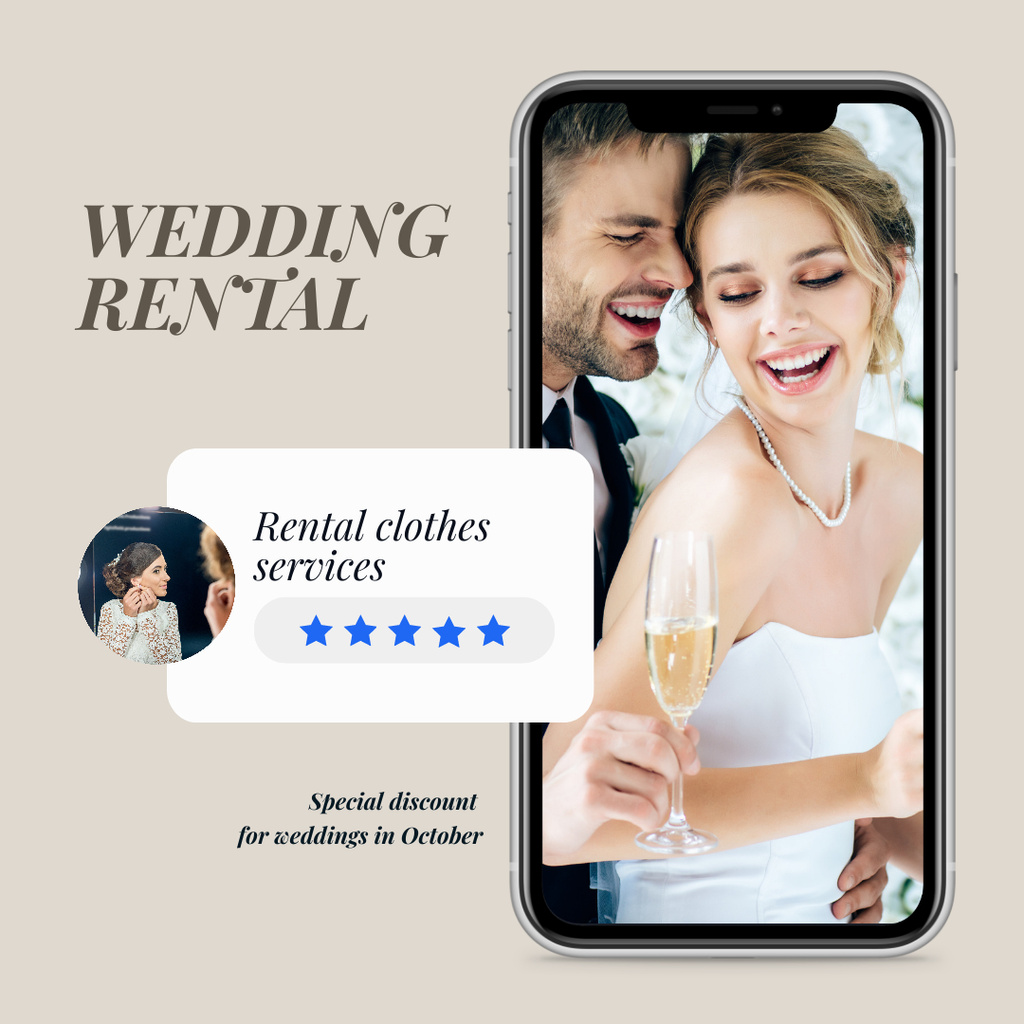 Wedding Rental clothes client testimonial Instagram – шаблон для дизайна