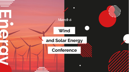 Ontwerpsjabloon van FB event cover van mededeling van de conferentie over windenergie en zonne-energie