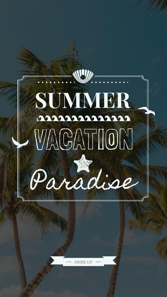 Ontwerpsjabloon van Instagram Story van Summer Trip Offer Palm Trees at sunset