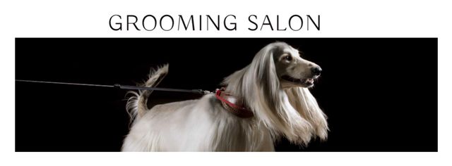 Grooming salon ad with pedigree Dog Facebook cover Modelo de Design