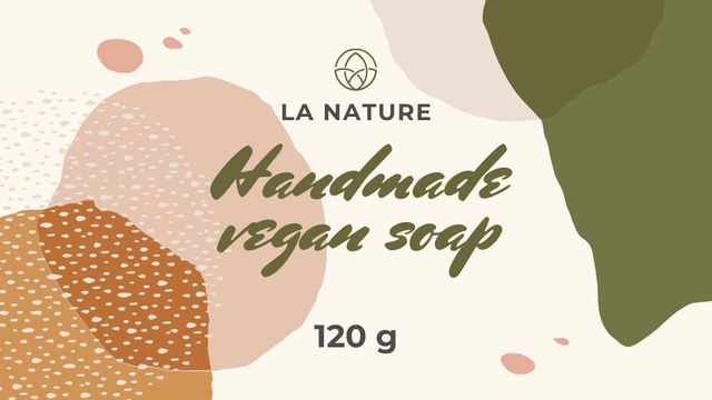 Handmade Soap Ad on Watercolor Pattern Label 3.5x2in Tasarım Şablonu