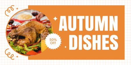 Offer Discounts on Autumn Dishes Twitter Design Template