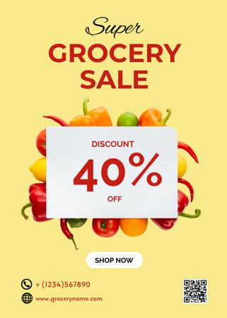 Colorful Peppers Sale Offer In Yellow Flayer Design Template