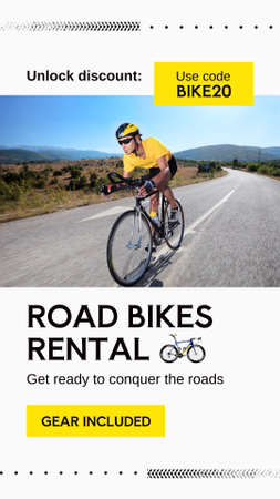 Amazing Road Bicycles Rental Offer With Promo Code Instagram Video Story Design Template