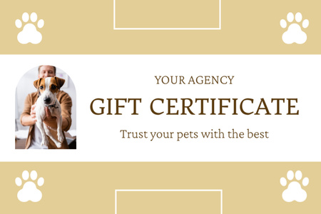 Az Állatgondozó Iroda ajánlata Gift Certificate tervezősablon