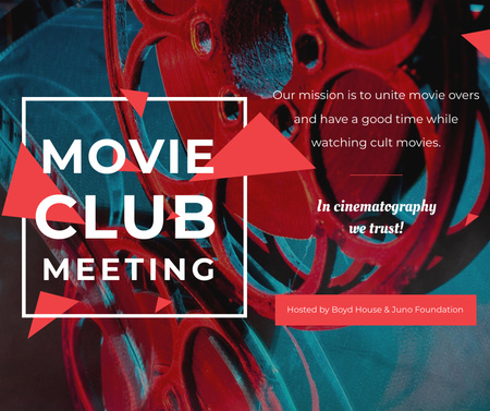 Plantilla de diseño de Proyector Vintage Movie Club Meeting Facebook 