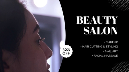 Designvorlage Beauty Salon Services mit Massage und Rabattangebot für Full HD video