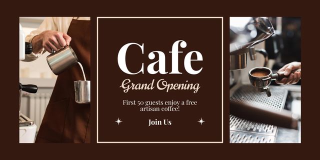 Cafe Grand Opening Event With Professional Barista Service Twitter – шаблон для дизайна