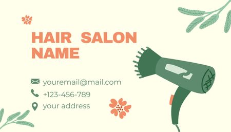 Hair Salon Services Ad on Green Business Card US Design Template