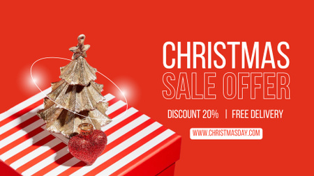 Christmas Sale Offer with Image of Christmas Toys FB event cover Design Template
