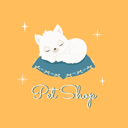Yellow Pet Shop Emblem Logo 1080x1080pxデザインテンプレート