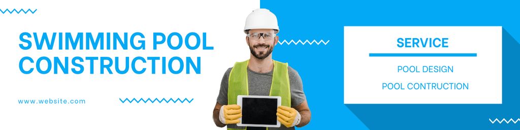 Designvorlage Offer on Pool Construction Services für LinkedIn Cover