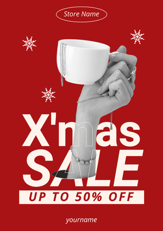 Christmas Sale of Women's Jewelry Red Poster Design Template