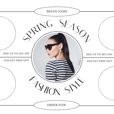 Spring Sale Announcement with Young Woman in Glasses Instagram Design Template