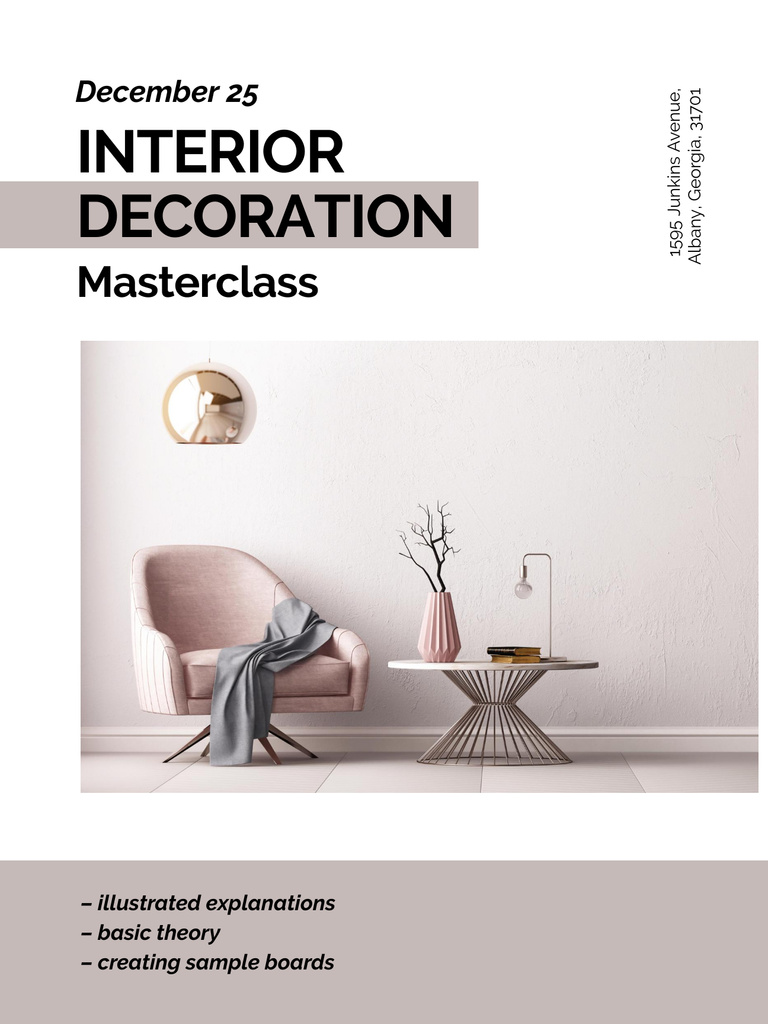 Interior Design Excellence Masterclass Poster US Design Template