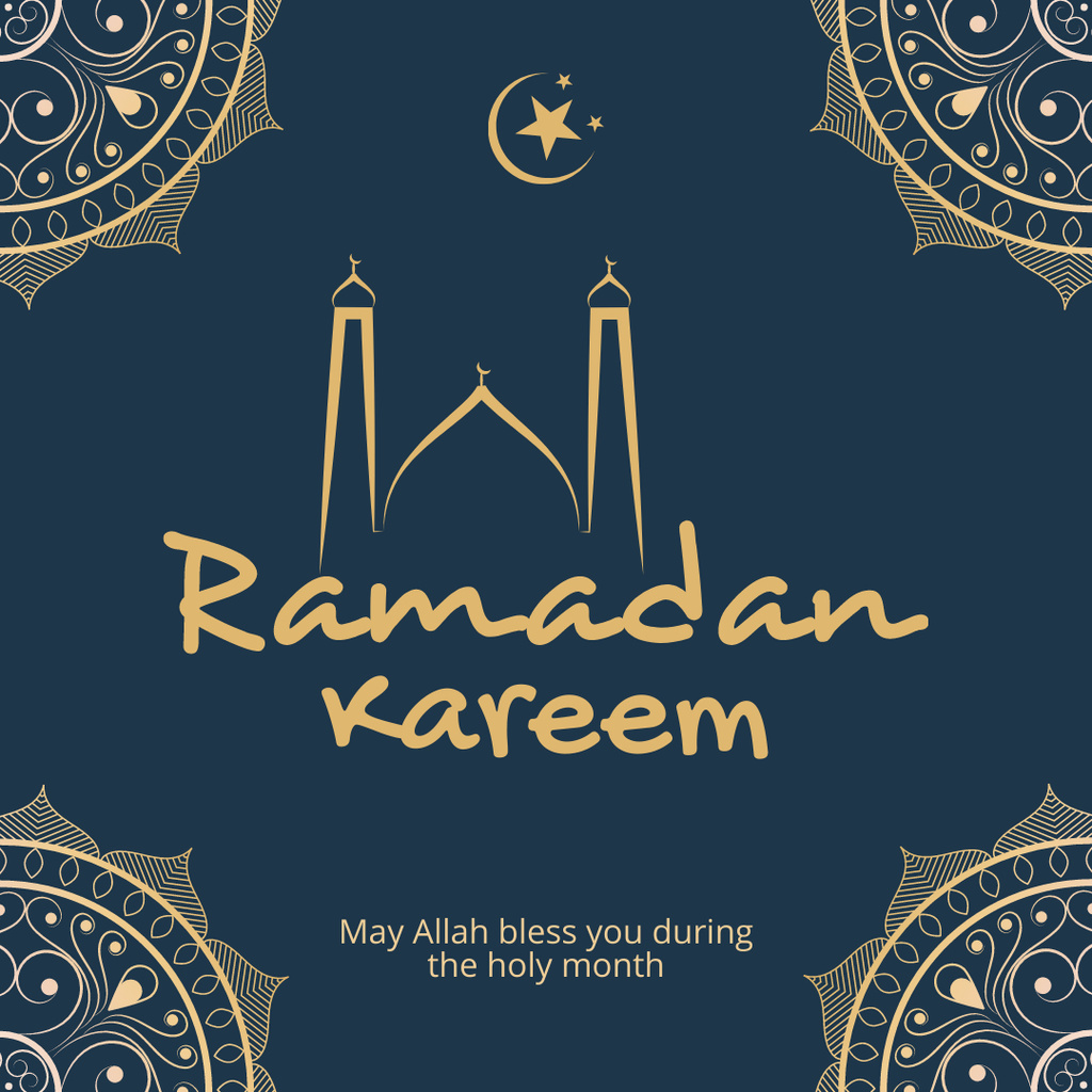 Oriental Ornament and Ramadan Greeting Instagram Design Template