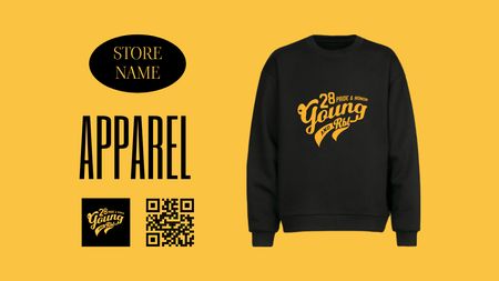 College Apparel and Merchandise on Yellow Label 3.5x2in Design Template
