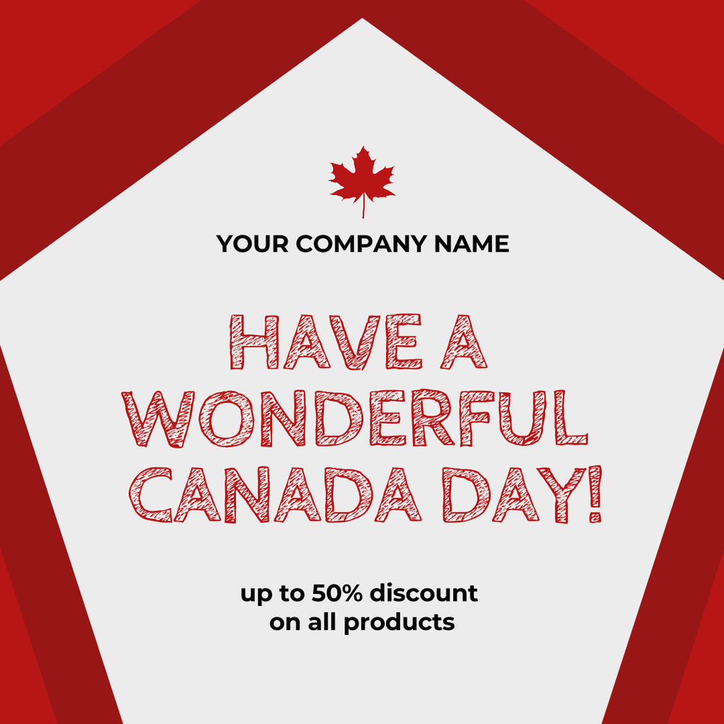 Wishing a Wonderful Canada Day With Discounts For Items Instagramデザインテンプレート