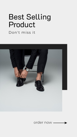 Διαφήμιση προϊόντος με τις καλύτερες πωλήσεις με προσφορά εκπτώσεων κομψών ανδρικών παπουτσιών Instagram Story Πρότυπο σχεδίασης