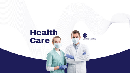 Ontwerpsjabloon van Youtube van Advertentie voor gezondheidszorgkliniek met artsen in maskers