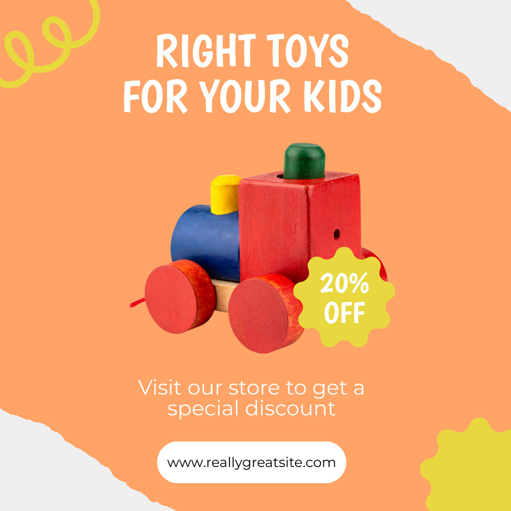 Designvorlage Discount on Toys with Wooden Train für Instagram AD