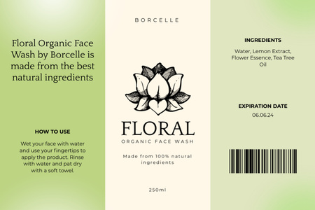 Organic Face Wash Cosmetics Label Design Template