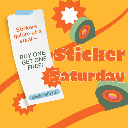 Stationery Shops Promotion With Stickers Animated Post Design Template