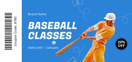 Baseball Classes Advertisement with Player Man Coupon Din Large Design Template