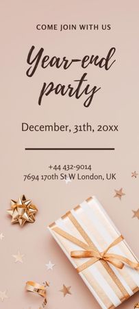 New Year Party Announcement Invitation 9.5x21cm Design Template