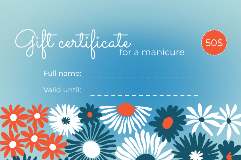 Ontwerpsjabloon van Gift Certificate van Special Offer of Manicure Services