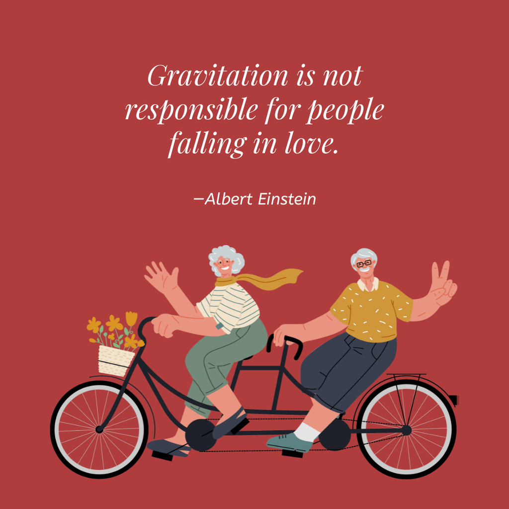 Wise Quote with Couple Riding Bike Instagram Tasarım Şablonu
