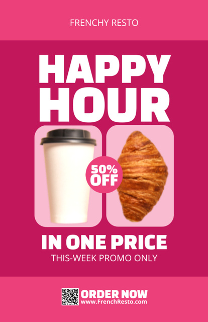 French Croissant and Coffee Discount Offer Recipe Cardデザインテンプレート