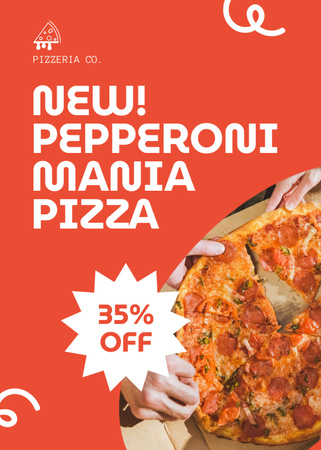 Új Pepperoni Pizza akciós hirdetmény Flayer tervezősablon