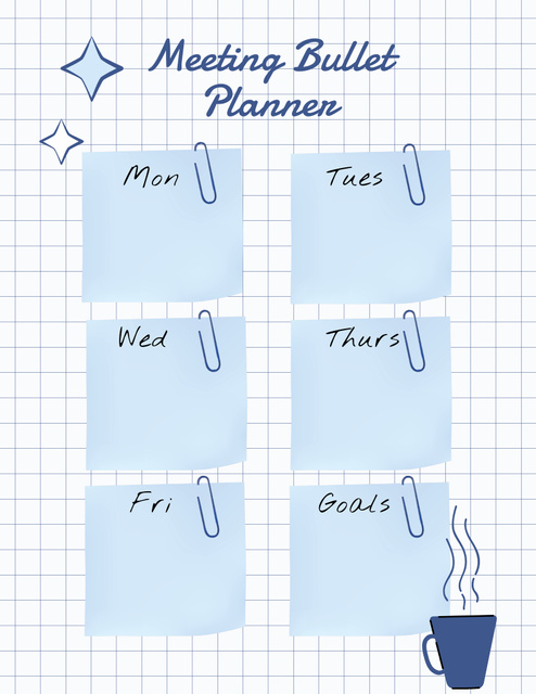 Weekly Meeting Bullet Planner Notepad 8.5x11in Design Template