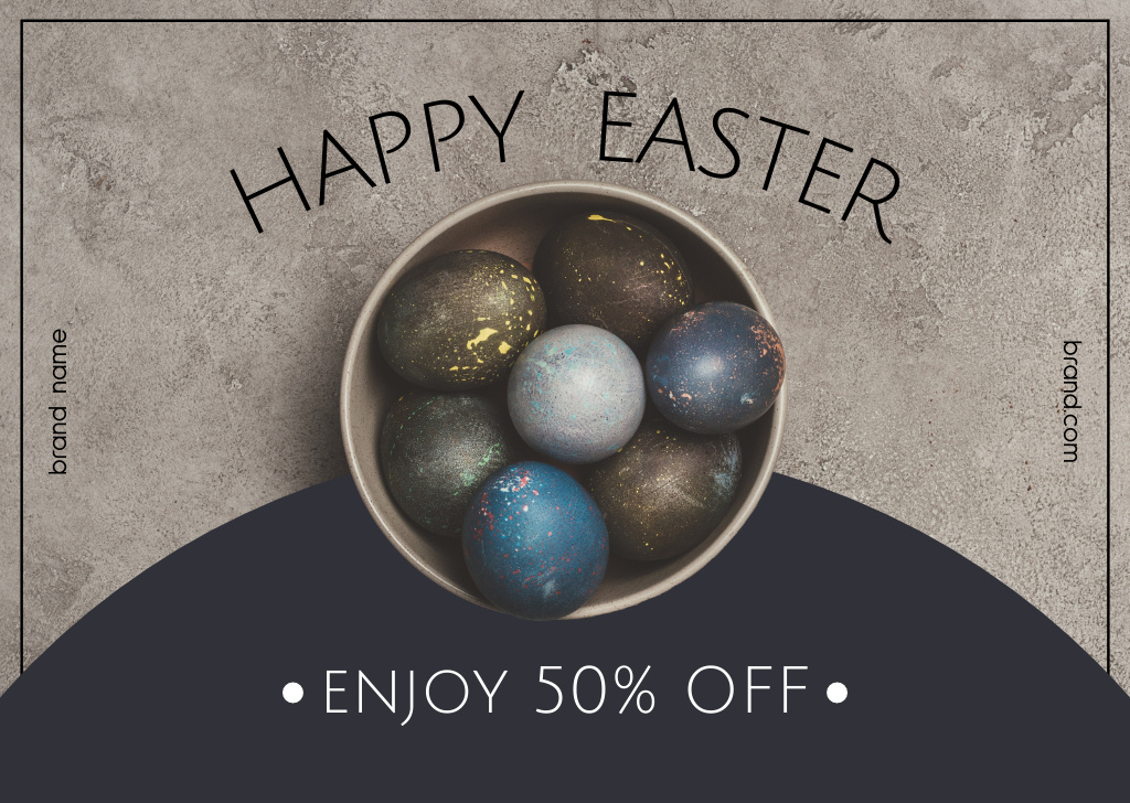 Easter Holiday Promotion with Stylish Easter Eggs Card Modelo de Design