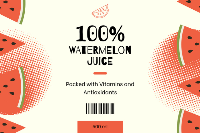 Ontwerpsjabloon van Label van Delicious Packed Watermelon Juice Offer
