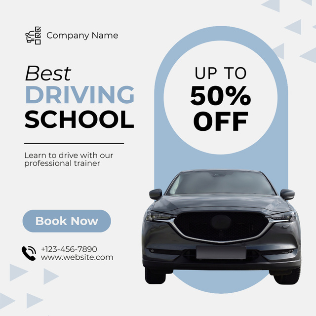 Road-Ready Driving Trainings With Discounts And Booking Instagram Design Template