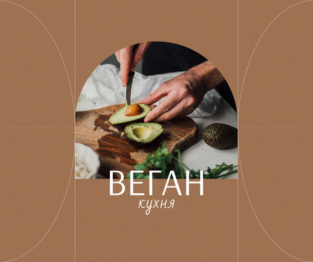 Vegan Kitchen Concept with Man cutting Avocado Facebook – шаблон для дизайна