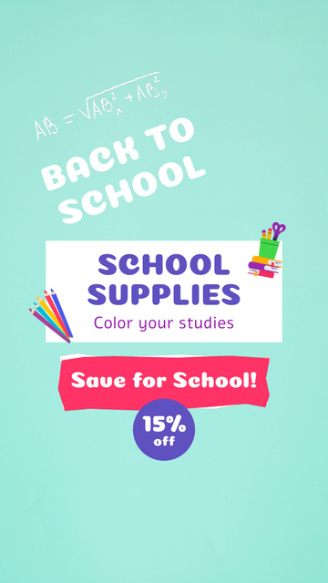 Durable School Supplies At Discounted Rates Instagram Video Story Πρότυπο σχεδίασης