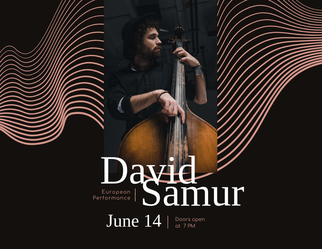 Popular Music Concert With Double Bass Player In Summer Flyer 8.5x11in Horizontal Tasarım Şablonu