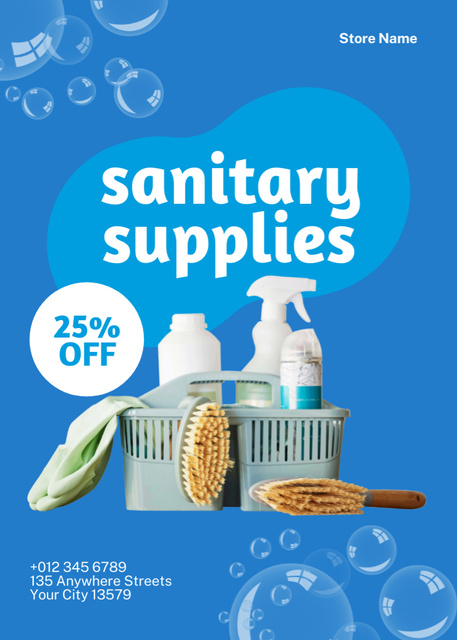 Household Sanitary Supplies Blue Flayerデザインテンプレート