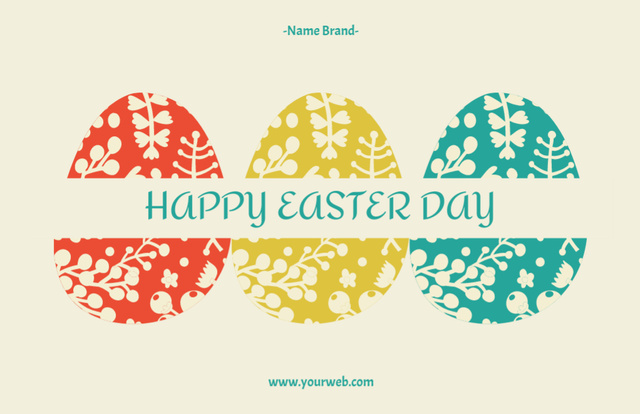 Happy Easter Day Greeting with Cartoon Eggs Thank You Card 5.5x8.5in – шаблон для дизайну